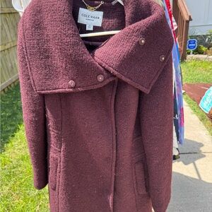 Cole Haan Brown Pea Coat Plush Textured